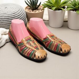 Softspots Woven Leather Flats Multi Colored Sz 9.5